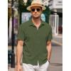 imageCOOFANDY Mens Casual Button Down Short Sleeve Shirt Textured Summer Beach Vacation ShirtArmy Green