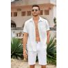 imageCOOFANDY Mens Casual Button Down Short Sleeve Shirt Textured Summer Beach Vacation ShirtAwhite