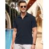 imageCOOFANDY Mens Casual Button Down Short Sleeve Shirt Textured Summer Beach Vacation ShirtBlack