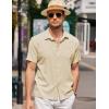 imageCOOFANDY Mens Casual Button Down Short Sleeve Shirt Textured Summer Beach Vacation ShirtChampagne