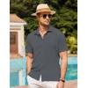 imageCOOFANDY Mens Casual Button Down Short Sleeve Shirt Textured Summer Beach Vacation ShirtDark Grey