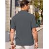 imageCOOFANDY Mens Casual Button Down Short Sleeve Shirt Textured Summer Beach Vacation ShirtDark Grey