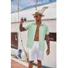 imageCOOFANDY Mens Casual Button Down Short Sleeve Shirt Textured Summer Beach Vacation ShirtIce Green