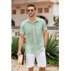 imageCOOFANDY Mens Casual Button Down Short Sleeve Shirt Textured Summer Beach Vacation ShirtIce Green