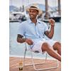 imageCOOFANDY Mens Casual Button Down Short Sleeve Shirt Textured Summer Beach Vacation ShirtLight Blue