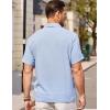 imageCOOFANDY Mens Casual Button Down Short Sleeve Shirt Textured Summer Beach Vacation ShirtLight Blue