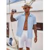 imageCOOFANDY Mens Casual Button Down Short Sleeve Shirt Textured Summer Beach Vacation ShirtLight Blue