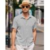 imageCOOFANDY Mens Casual Button Down Short Sleeve Shirt Textured Summer Beach Vacation ShirtLigjt Grey