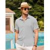 imageCOOFANDY Mens Casual Button Down Short Sleeve Shirt Textured Summer Beach Vacation ShirtLigjt Grey