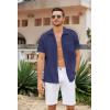 imageCOOFANDY Mens Casual Button Down Short Sleeve Shirt Textured Summer Beach Vacation ShirtNavy Blue