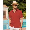 imageCOOFANDY Mens Casual Button Down Short Sleeve Shirt Textured Summer Beach Vacation ShirtRed
