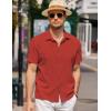 imageCOOFANDY Mens Casual Button Down Short Sleeve Shirt Textured Summer Beach Vacation ShirtRed