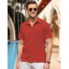 imageCOOFANDY Mens Casual Button Down Short Sleeve Shirt Textured Summer Beach Vacation ShirtRed