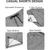 imageCOOFANDY Mens Casual Drawstring Shorts Lightweight Elastic Waist Walking Shorts with PocketsBlack White Stripes