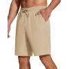 imageCOOFANDY Mens Casual Drawstring Shorts Lightweight Elastic Waist Walking Shorts with PocketsLight Khaki