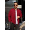 imageCOOFANDY Mens Casual Varsity Jacket Vintage Lightweight Bomber Jackets Zip Up Fashion CoatWine Red