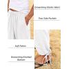 imageCOOFANDY Mens Cotton Linen Pants Casual Harem Pants Elastic Waist Beach Boho Yoga Trousers1white