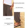 imageCOOFANDY Mens Cotton Linen Pants Casual Harem Pants Elastic Waist Beach Boho Yoga TrousersBrown