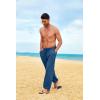 imageCOOFANDY Mens Cotton Linen Pants Casual Harem Pants Elastic Waist Beach Boho Yoga TrousersDark Blue