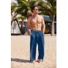 imageCOOFANDY Mens Cotton Linen Pants Casual Harem Pants Elastic Waist Beach Boho Yoga TrousersDark Blue