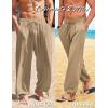 imageCOOFANDY Mens Cotton Linen Pants Casual Harem Pants Elastic Waist Beach Boho Yoga TrousersDark Khaki