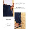 imageCOOFANDY Mens Cotton Linen Pants Casual Harem Pants Elastic Waist Beach Boho Yoga TrousersNavy Blue