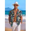 imageCOOFANDY Mens Hawaiian Shirt Short Sleeve Floral Button Down Shirts Tropical Holiday Beach ShirtsBlack  Colorful Flower