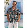 imageCOOFANDY Mens Hawaiian Shirt Short Sleeve Floral Button Down Shirts Tropical Holiday Beach ShirtsBlack  Colorful Flower