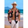 imageCOOFANDY Mens Hawaiian Shirt Short Sleeve Floral Button Down Shirts Tropical Holiday Beach ShirtsBlack  Flower