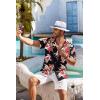 imageCOOFANDY Mens Hawaiian Shirt Short Sleeve Floral Button Down Shirts Tropical Holiday Beach ShirtsBlack  Flower