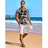 imageCOOFANDY Mens Hawaiian Shirt Short Sleeve Floral Button Down Shirts Tropical Holiday Beach ShirtsBlack  Khaki  Leaves