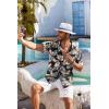 imageCOOFANDY Mens Hawaiian Shirt Short Sleeve Floral Button Down Shirts Tropical Holiday Beach ShirtsBlack  Khaki  Leaves