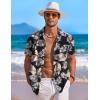 imageCOOFANDY Mens Hawaiian Shirt Short Sleeve Floral Button Down Shirts Tropical Holiday Beach ShirtsBlack  Khaki  Leaves