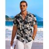 imageCOOFANDY Mens Hawaiian Shirt Short Sleeve Floral Button Down Shirts Tropical Holiday Beach ShirtsBlack  Khaki  Leaves
