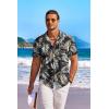 imageCOOFANDY Mens Hawaiian Shirt Short Sleeve Floral Button Down Shirts Tropical Holiday Beach ShirtsBlack  Plam Leaf