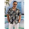 imageCOOFANDY Mens Hawaiian Shirt Short Sleeve Floral Button Down Shirts Tropical Holiday Beach ShirtsBlack  Plam Leaf