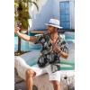 imageCOOFANDY Mens Hawaiian Shirt Short Sleeve Floral Button Down Shirts Tropical Holiday Beach ShirtsBlack  Plam Leaf