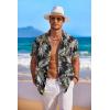 imageCOOFANDY Mens Hawaiian Shirt Short Sleeve Floral Button Down Shirts Tropical Holiday Beach ShirtsBlack  Plam Leaf