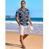imageCOOFANDY Mens Hawaiian Shirt Short Sleeve Floral Button Down Shirts Tropical Holiday Beach ShirtsBlue  Flower 2