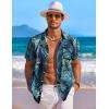 imageCOOFANDY Mens Hawaiian Shirt Short Sleeve Floral Button Down Shirts Tropical Holiday Beach ShirtsBlue  Green  Leaf