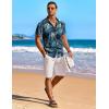 imageCOOFANDY Mens Hawaiian Shirt Short Sleeve Floral Button Down Shirts Tropical Holiday Beach ShirtsBlue  Green  Leaf