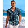 imageCOOFANDY Mens Hawaiian Shirt Short Sleeve Floral Button Down Shirts Tropical Holiday Beach ShirtsBlue  Green  Leaf