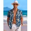 imageCOOFANDY Mens Hawaiian Shirt Short Sleeve Floral Button Down Shirts Tropical Holiday Beach ShirtsBlue  White  Leaf
