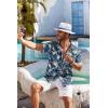 imageCOOFANDY Mens Hawaiian Shirt Short Sleeve Floral Button Down Shirts Tropical Holiday Beach ShirtsBlue  White  Leaf