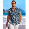 imageCOOFANDY Mens Hawaiian Shirt Short Sleeve Floral Button Down Shirts Tropical Holiday Beach ShirtsBlue  White  Leaf
