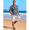 imageCOOFANDY Mens Hawaiian Shirt Short Sleeve Floral Button Down Shirts Tropical Holiday Beach ShirtsBlue  White  Leaf