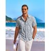 imageCOOFANDY Mens Hawaiian Shirt Short Sleeve Floral Button Down Shirts Tropical Holiday Beach ShirtsGray Blue  White Leaf