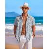 imageCOOFANDY Mens Hawaiian Shirt Short Sleeve Floral Button Down Shirts Tropical Holiday Beach ShirtsGray Blue  White Leaf