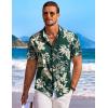 imageCOOFANDY Mens Hawaiian Shirt Short Sleeve Floral Button Down Shirts Tropical Holiday Beach ShirtsGreen  Palm Tree