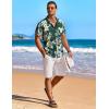 imageCOOFANDY Mens Hawaiian Shirt Short Sleeve Floral Button Down Shirts Tropical Holiday Beach ShirtsGreen  Palm Tree